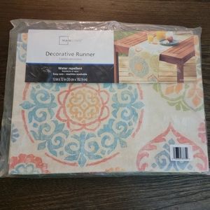 Mainstays Table Runner 13” x 72” Colorful Floral Motif Design Ivory Back…